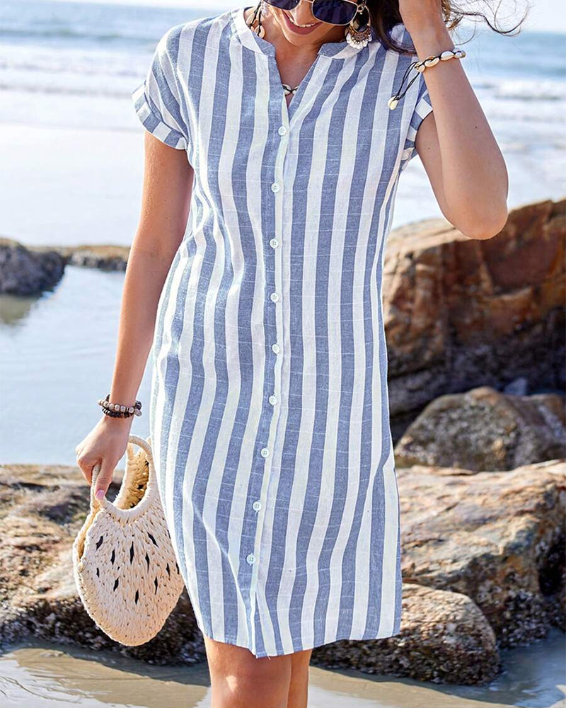 Isolde — Striped Shirt Dress